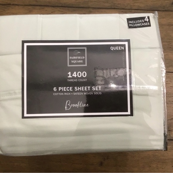 NEW Fairfield Square Brookline 1400 Thread Count 6 Pc. Set, Queen, Seaglass